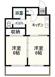 シャンボール小石川A 2DKの間取図画像