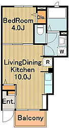 プロムナード 1階1LDKの間取り
