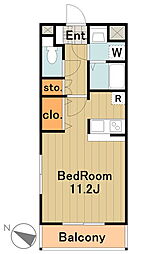多摩都市モノレール 大塚・帝京大学駅 徒歩3分の賃貸マンション 2階1Kの間取り