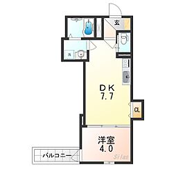 近鉄大阪線 弥刀駅 徒歩14分の賃貸アパート 1階1DKの間取り