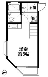ビーンズ国立 2階ワンルームの間取り