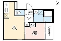 オリエンタルコート東大宮 1DKの間取図画像