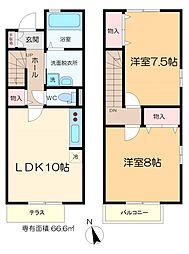 グランドゥール 1階2LDKの間取り