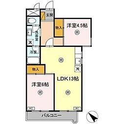 メゾンドゥ・ボヌール 3階2LDKの間取り