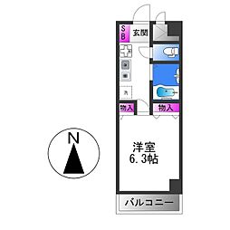 オークハイツ 7階1Kの間取り