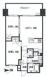 グラシユメゾン川口 10階2LDKの間取り