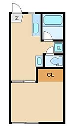 カブラハイツII 1階1DKの間取り
