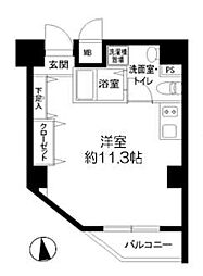 プライマル文京小石川 11階ワンルームの間取り