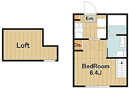 ショコラReze 2階1Kの間取り