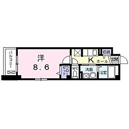 大鳥レジデンス 1階1Kの間取り