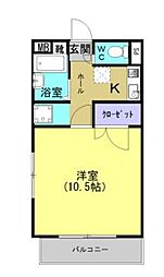 ユーミーセンチュリー 3階1Kの間取り