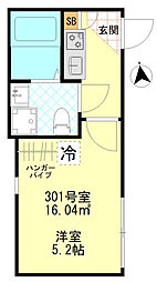 コンフォート東四ツ木 3階1Kの間取り