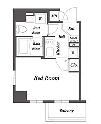 ルクレ住吉 5階1Kの間取り