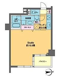 カスタリア高輪 5階1Kの間取り