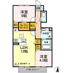 雅弐番館 2LDKの間取図画像