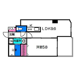 ジェルメ河善 1LDKの間取図画像