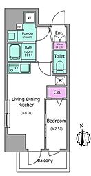 ドゥーエ入谷2 5階1LDKの間取り