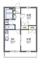 レオパレスクレストC 2DKの間取図画像