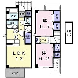 南海線 紀ノ川駅 徒歩19分の賃貸アパート 1階2LDKの間取り