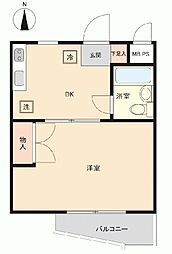 エヴェナール沼袋 1DKの間取図画像