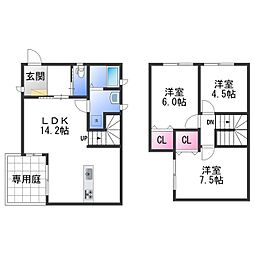 ヤマイチテラス西庄 2階3LDKの間取り