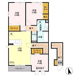 メゾンエスポワール III 2階3LDKの間取り