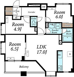 セントラルコート武蔵小杉 3LDKの間取図画像