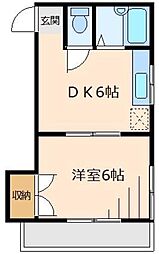 第2シミズハイツ 1DKの間取図画像