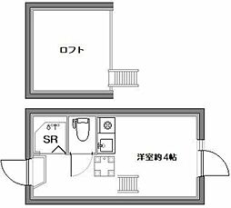 フェリスサンタン 2階ワンルームの間取り