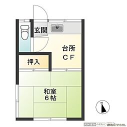 佐藤荘 2階1Kの間取り
