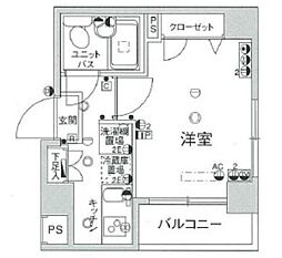 スカイコート新宿曙橋2 1Kの間取図画像