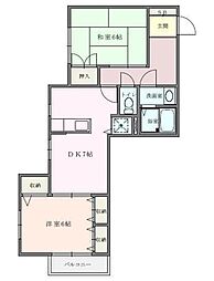サロマ壱番館 2DKの間取図画像