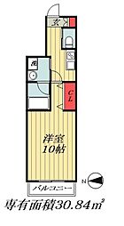 JR総武線 市川駅 徒歩10分の賃貸マンション 2階1Kの間取り