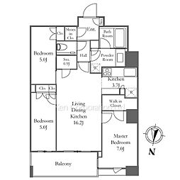 パークタワー勝どきサウス 53階3LDKの間取り