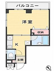 オーチャードアルファ 1Kの間取図画像