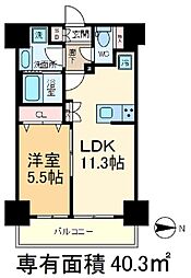 RIDGE王子神谷 8階1LDKの間取り