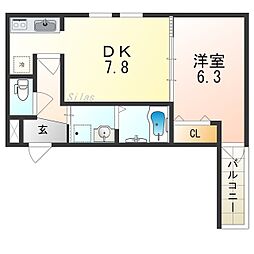 フジパレス諏訪ノ森III番館 3階1DKの間取り