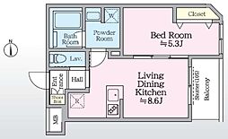アイルグランデ赤羽 3階1LDKの間取り