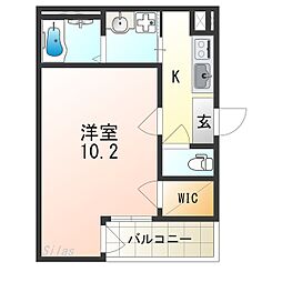 京阪本線 古川橋駅 徒歩8分の賃貸アパート 1階1Kの間取り