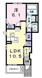ブリーズ アベニュー 1階1LDKの間取り