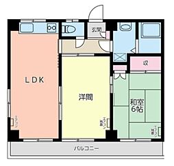 コスモAoi文京 4階2LDKの間取り
