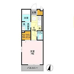プレミアムAコート 1階1Kの間取り