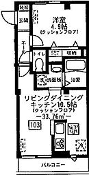 アネックス小杉 1階1LDKの間取り