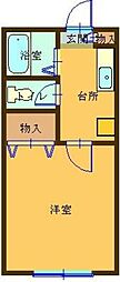エンジェルクレスト 1Kの間取図画像