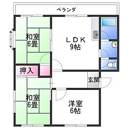 リバーサイドハウス松浪 3LDKの間取図画像