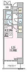 ロイヤルパークスタワー南千住 1Kの間取図画像