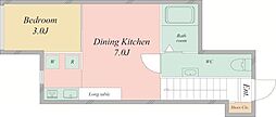 CAMPDAVID 1DKの間取図画像