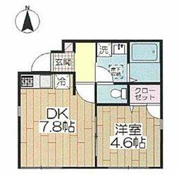 グリーンフォレストI 1階1DKの間取り