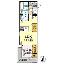 DiosPersimmon長泉　I棟 3階1LDKの間取り