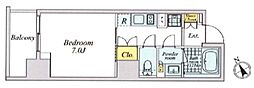 クレストコート中野 1Kの間取図画像